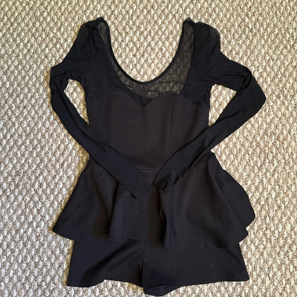 Nasty Gal Mesh Black Peplum Romper Small - Picture 2 of 7